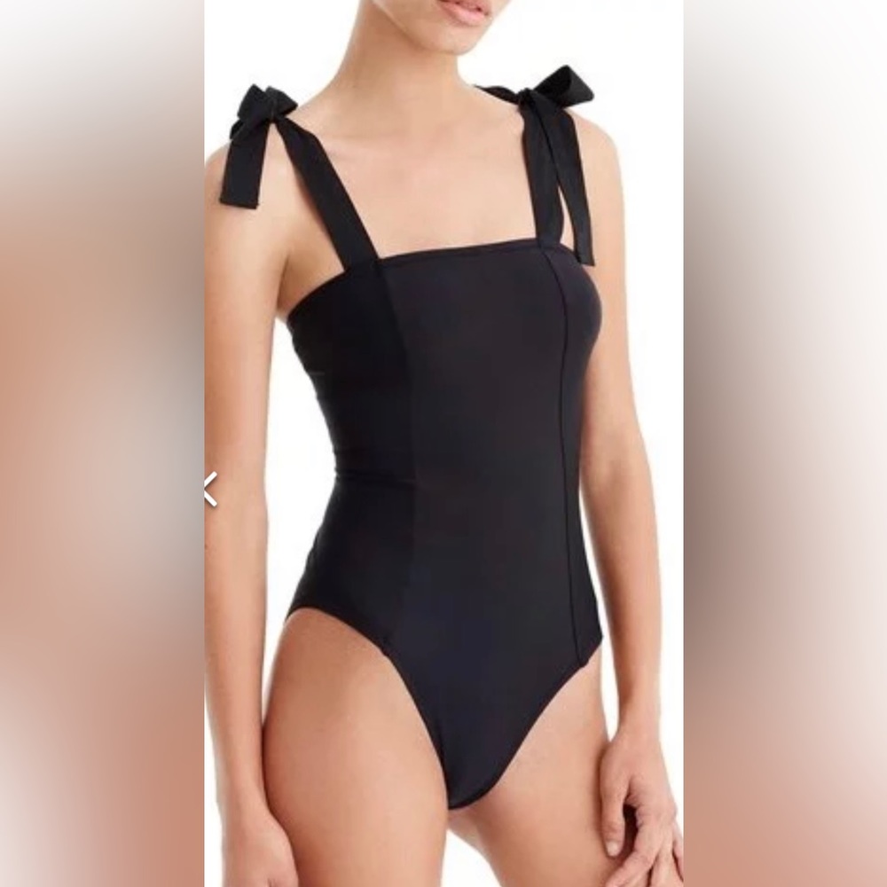 NWT J Crew Grosgrain Tie Shoulder One-Piece Swimsuit size 10